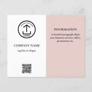 Blush Pink White Promotional Business Logo QR Code Flyer
