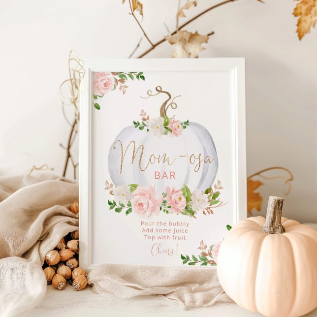 Blush pink white pumpkin mum-osa bar  poster (Creator Uploaded)