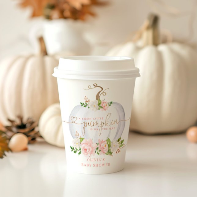 Blush pink, White pumpkin Paper Cups (Creator Uploaded)