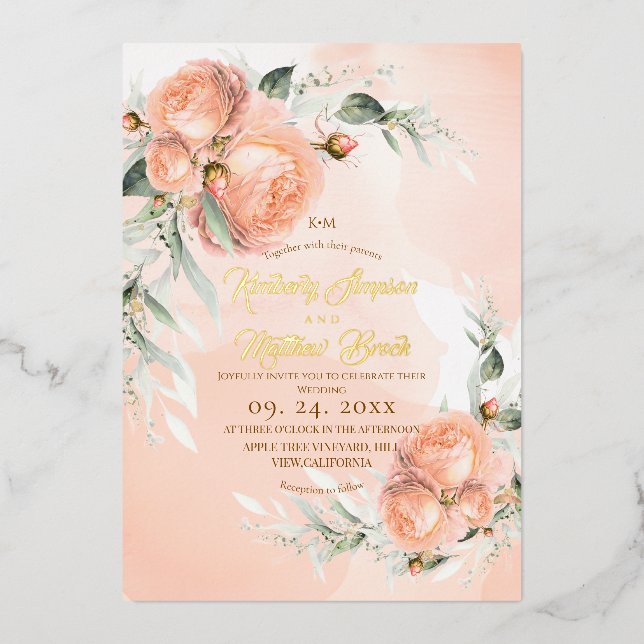 Blush Pink White Rose Wedding (Front)