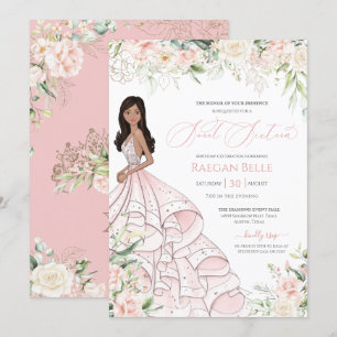 Blush Pink White Roses Luxury Glam Sweet Sixteen I Invitation