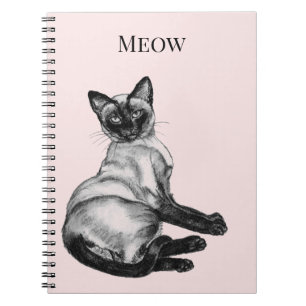 Blush Pink White Siamese Cat Notebook
