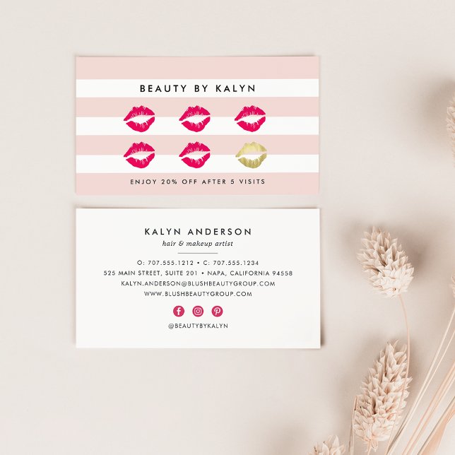 Blush Pink & White Stripe Beauty Loyalty Card (Creator Uploaded)