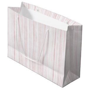 Blush Pink White Stripes Birthday Large Gift Bag