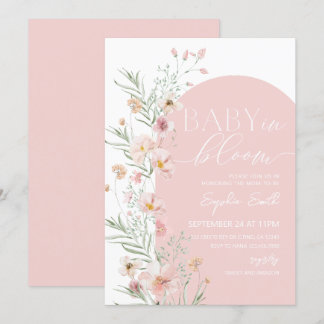 Blush Pink Wildflower Baby in Bloom Baby Shower  Invitation