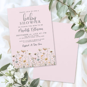 Blush Pink Wildflower Baby Shower Invitation