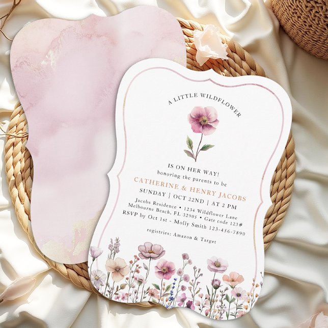 Blush Pink Wildflower Baby Shower Invitation – Dus (Wildflower Baby Shower Invitation)