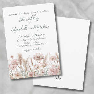 Blush Pink Wildflower Boho Wedding Invitation