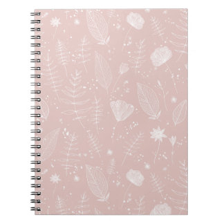 Blush Pink Wildflower Botanical Pattern Notebook