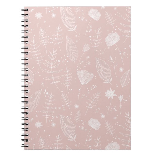 Blush Pink Wildflower Botanical Pattern Notebook (Front)
