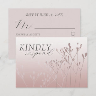 Blush Pink Wildflower Botanical Wedding RSVP Card