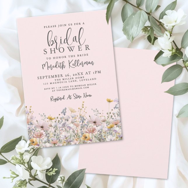 Blush Pink Wildflower Bridal Shower Invitation (Blush Pink Wildflower Bridal Shower Invitation)