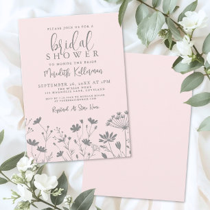 Blush Pink Wildflower Bridal Shower Invitation