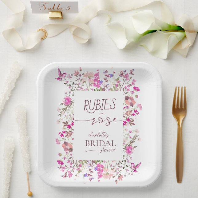 Blush Pink Wildflower Bridal Shower Paper Plate  (Wedding)
