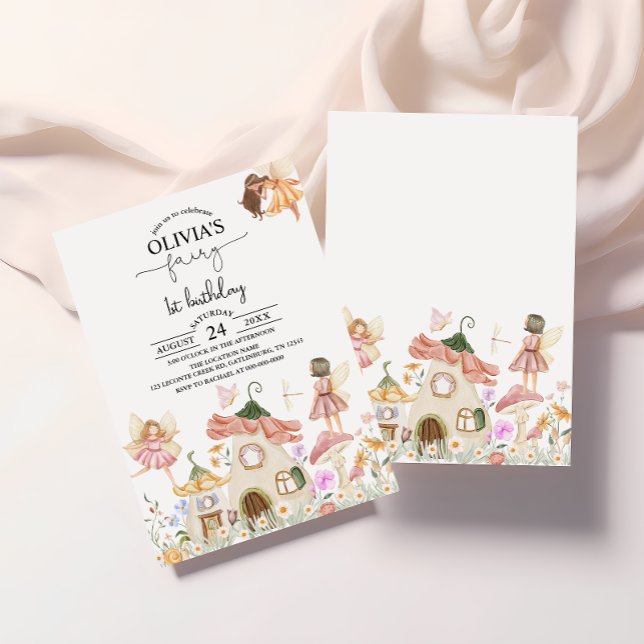 Blush Pink Wildflower Fairy 1st Birthday Invitation (Creator Uploaded)