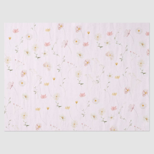 Blush Pink Wildflower Floral Baby in Bloom Tissue Paper (Front)