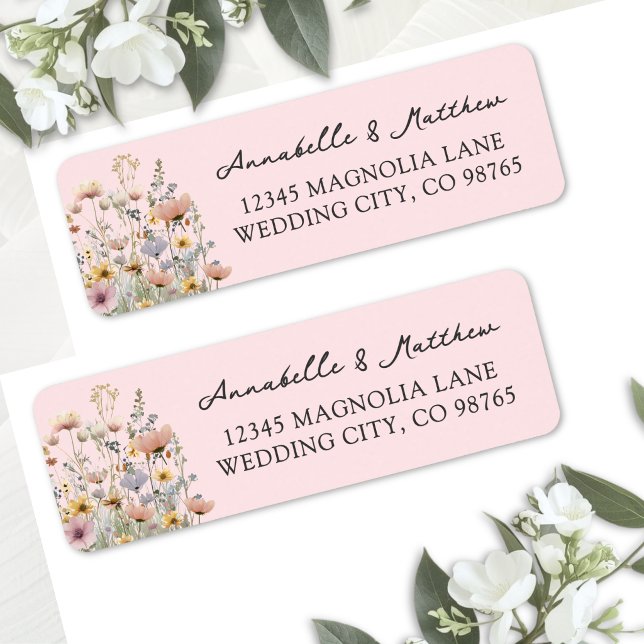 Blush Pink Wildflower Floral Return Address (Blush Pink Wildflower Floral Return Address Label )