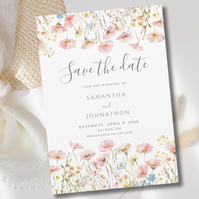 Blush Pink Wildflower Floral Wedding  Save The Date (Creator Uploaded)