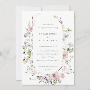 Blush Pink Wildflower Frame Engagement Invite