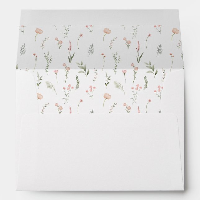 Blush pink wildflower garden wedding envelopes (Back (Bottom))