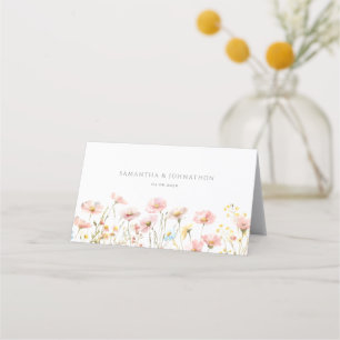 Blush Pink Wildflower Meadow Wedding Place Card
