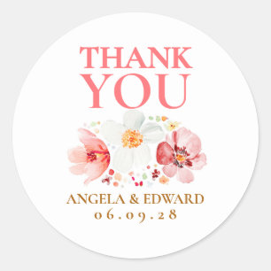 Blush Pink Wildflower Thank You Sticker