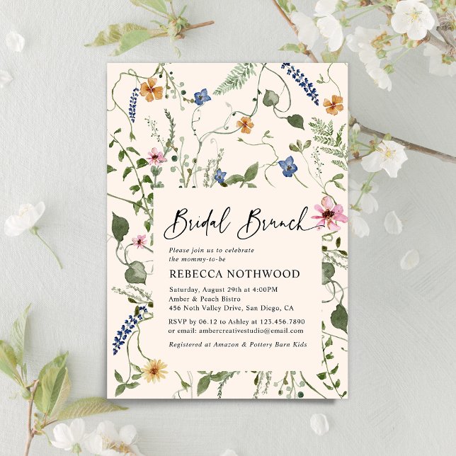Blush Pink Wildflowers Bridal Brunch Shower Invitation (Creator Uploaded)