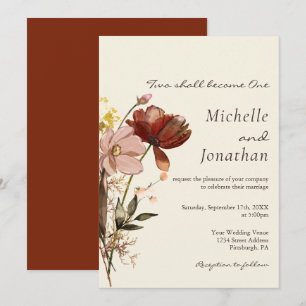 Blush Pink Wildflowers Floral Christian Wedding Invitation