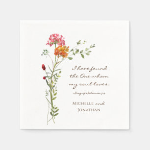 Blush Pink Wildflowers Floral Christian Wedding Napkin