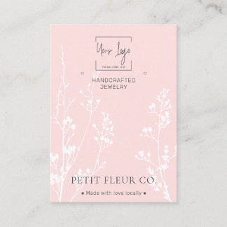 Blush Pink Wildflowers QR Jewellery Display Card