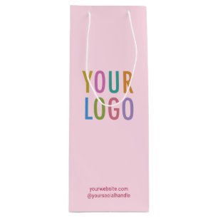 Blush Pink Wine Gift Bag Custom Logo No Minimum