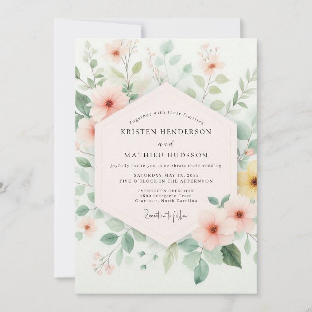 Blush Pink Winsome Spring Wedding Invitation (Front)