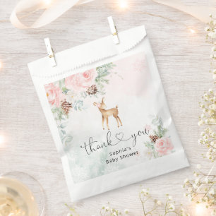 Blush pink winter baby deer thank you favour bags