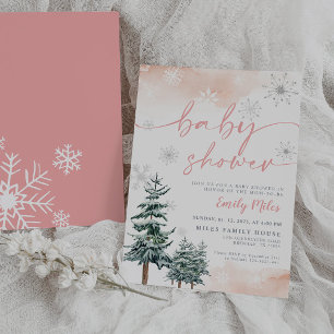 Blush Pink Winter Baby Shower Invitation