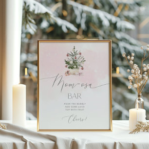 Blush pink Winter Christmas tree mum-osa bar Poster