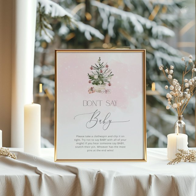 Blush pink winter Don't say baby game Poster (Creator Uploaded)
