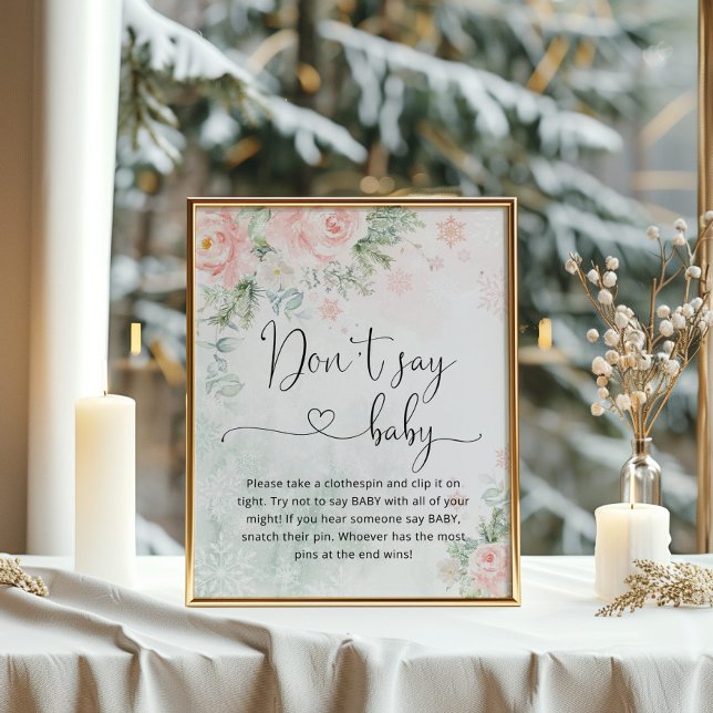 Blush pink winter Don't say baby game Poster (Creator Uploaded)