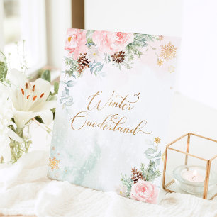 Blush pink Winter onederland birthday  Pedestal Sign