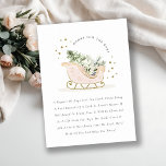 Blush Pink Winter Sleigh Books for Baby Shower Enclosure Card<br><div class="desc">Sleigh Winter Baby it's Cold outside Theme Collection.- it's a cute pastel watercolor Illustration of blush pink gold sleigh filled with Christmas pine tree, gifts and winter berries with classy gold star frame and snowfall in the background. Perfect for your little ones winter birthday party. It’s very easy to customise,...</div>