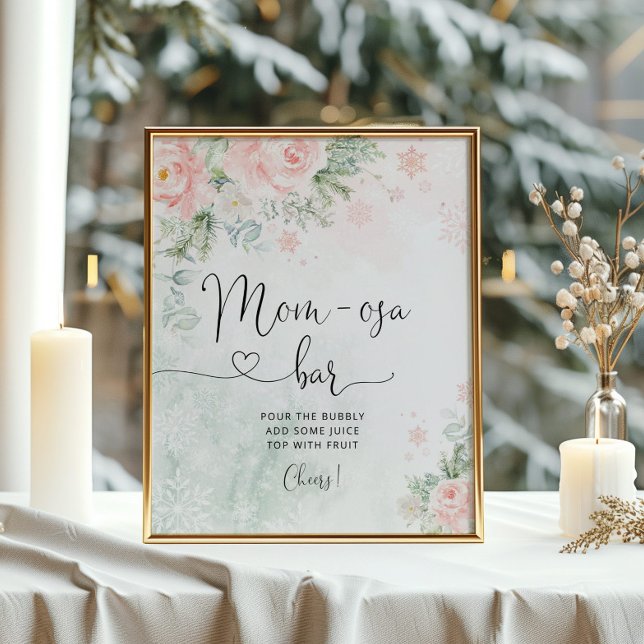 Blush pink Winter snowflakes mum-osa bar Poster (Creator Uploaded)