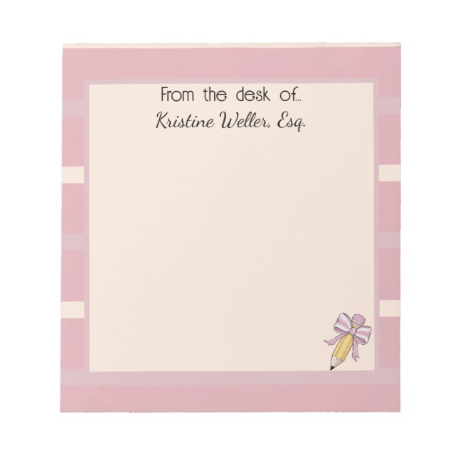 Blush pink with coquette accent custom notepad (Front)