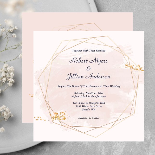 Blush Pink with Gold Wedding Invitation (Blush Pink With Gold Wedding Invitation)