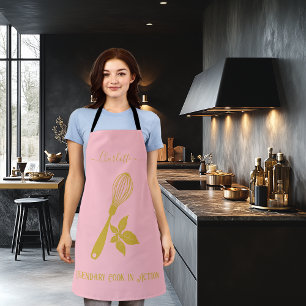 Blush Pink with Metallic Gold Whisk and Herb Apron