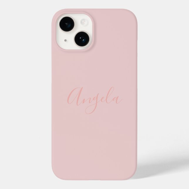 Blush Pink with Name iPhone 14 Case-Mate iPhone Case (Back)