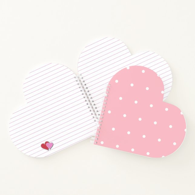 Blush Pink with White Dot Style Heart Shaped Notebook (Inside)