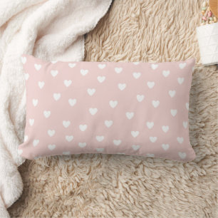 Blush Pink with White Hearts   Nursery Lumbar Cushion