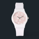 Blush Pink with White Hearts Watch<br><div class="desc">NewParkLane - Watch, with a cute pattern of hand drawn little white hearts. A cute design for a girl's birthday, as a wedding favour or as a gift for Valentine's Day! Check out this collection for matching items. Do you have specific personal design wishes? Or do you want this design...</div>