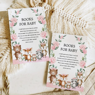 Blush Pink Woodland Animal Books for Baby Girl Enclosure Card