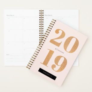 Blush Pink x Glitter Rose Gold 2019 Planner