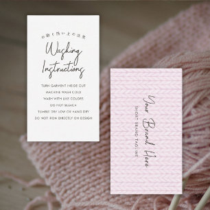 Blush Pink Yarn Knitting Washing Instructions Business Card